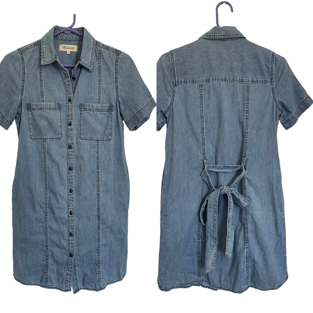 Madewell Shirtdress Jean Button Down Mini Dress W Pockets Size XXS Blue Short